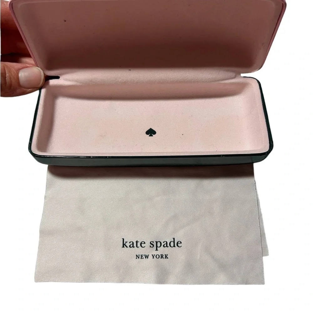 Kate Spade New York Pink/Green CLAMSHELL Sunglass Case+Cleaning Cloth